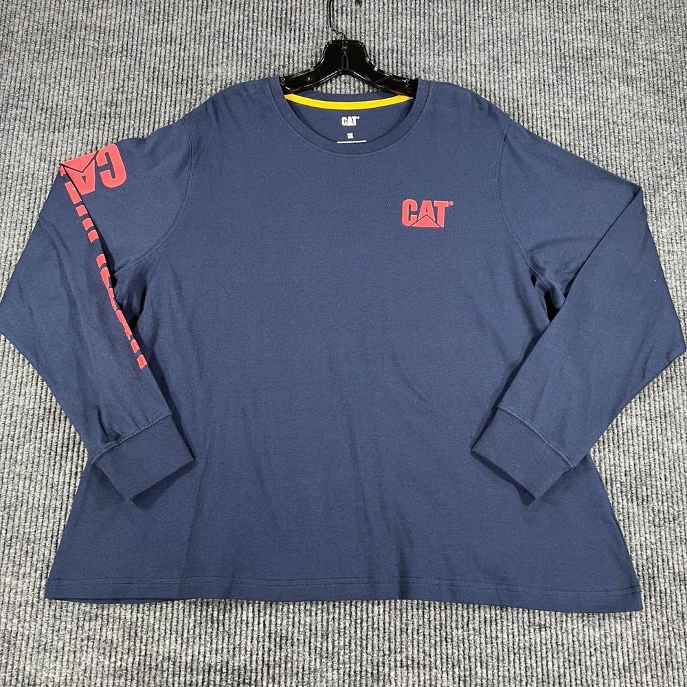 Caterpillar CAT Shirt Womens 1X Blue Long Sleeve Crew Trademark Tee New